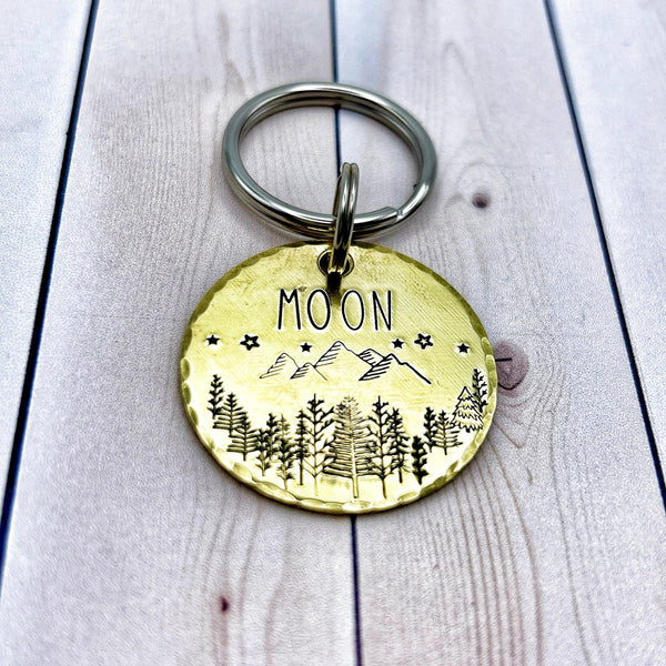 Médaille pour Chien en Cuivre, Médaillon en Laiton, Montagnes, Forêt