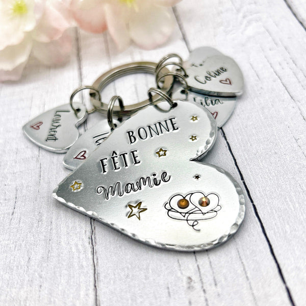 Porte Clé Personnalisé pour Mamie, Cadeau pour la Fête des Grand-Mères