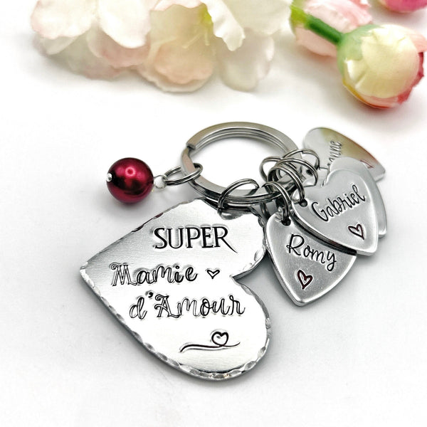 Porte Clé Personnalisé pour Mamie, Cadeau Fête des Grand-Mères