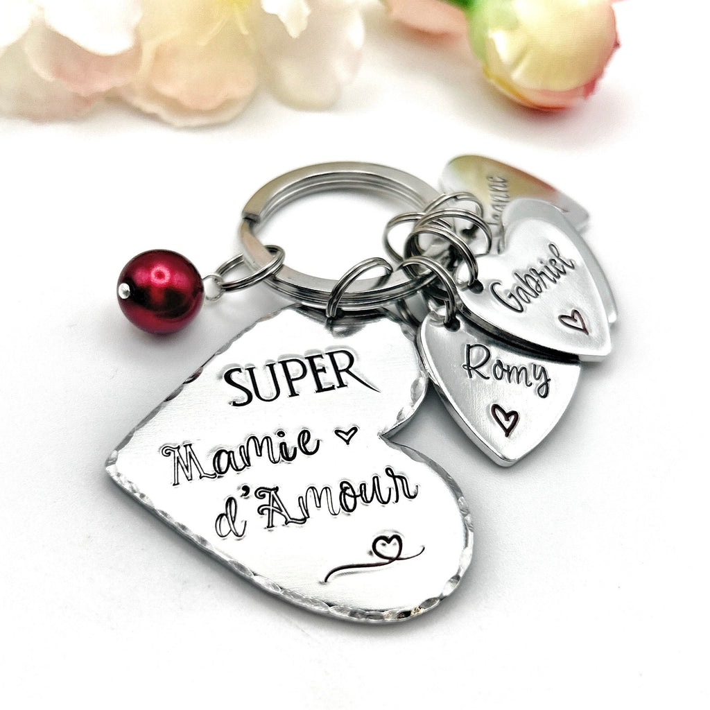 Porte Clé Personnalisé pour Mamie, Cadeau Fête des Grand-Mères