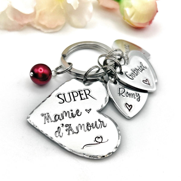 Porte Clé Personnalisé pour Mamie, Cadeau Fête des Grand-Mères