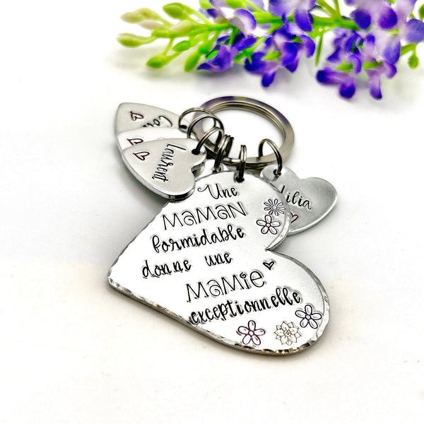 Cadeau Fête des Grand-Mères, Porte Clé Maman Formidable Mamie Exceptionnelle, Porte Clef Mamie