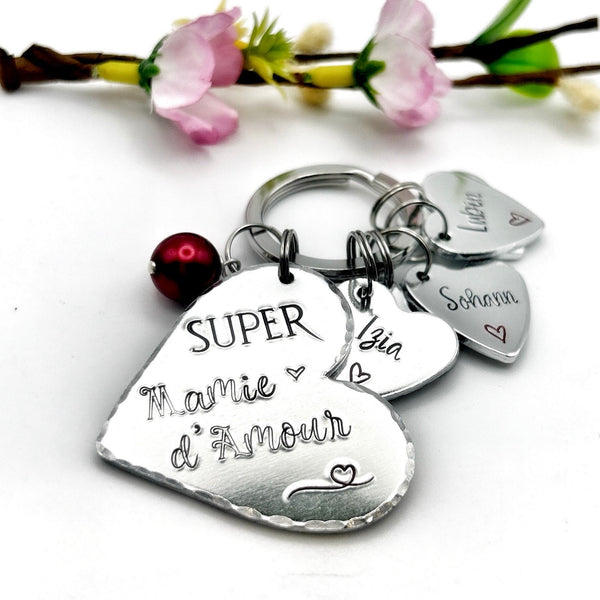 Porte Clé Personnalisé pour Mamie, Cadeau Fête des Grand-Mères