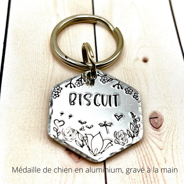 Hexagon Dog Tag, Custom Dog Tag with Mountain and Forest Scene