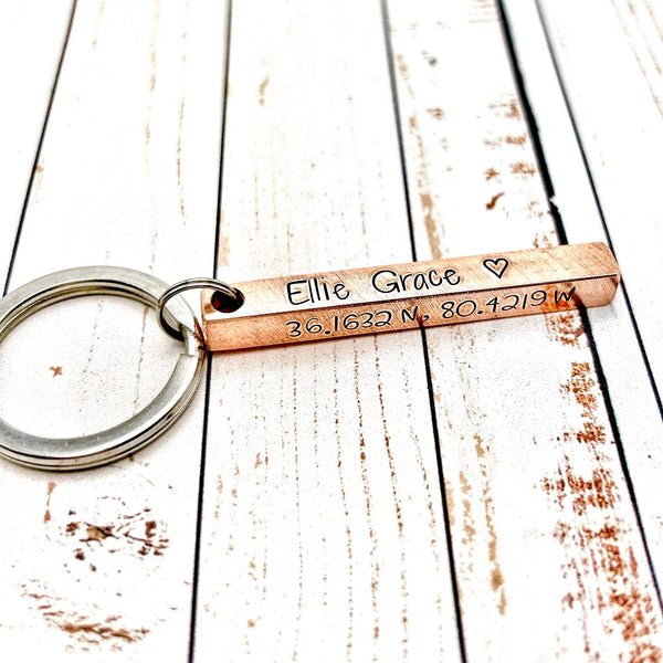 Cadeau personnalisé en cuivre – Porte clé en cuivre – Cadeau noces de cuivre (7 ans) ou pendaison de crémaillère