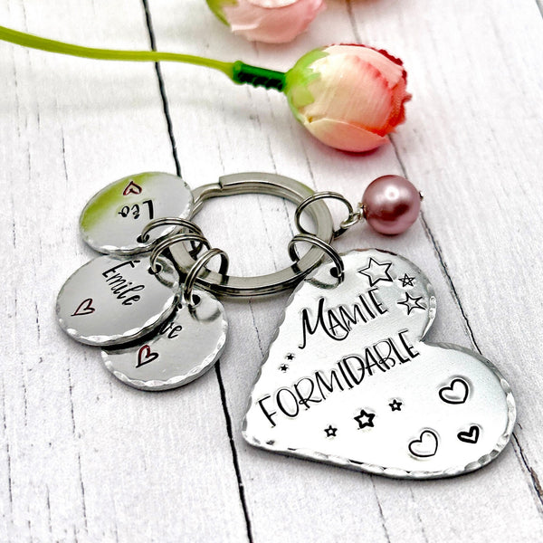 Porte Clé Mamie - Cadeau Personnalisé pour Mamie - Cadeau Fête des Grand-Mères