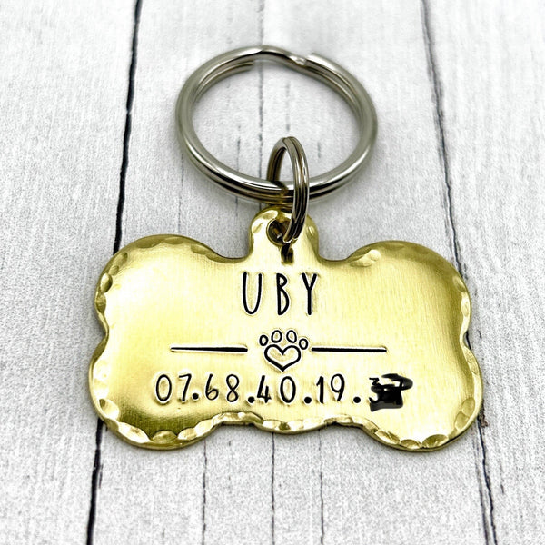 Médaille Personnalisée pour Chien, Os en Laiton, Médaillon Gravé, Couleur Or
