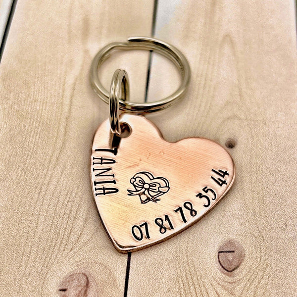 Médaille Pour Chien Rose Or, Coeur pour Chien en Cuivre