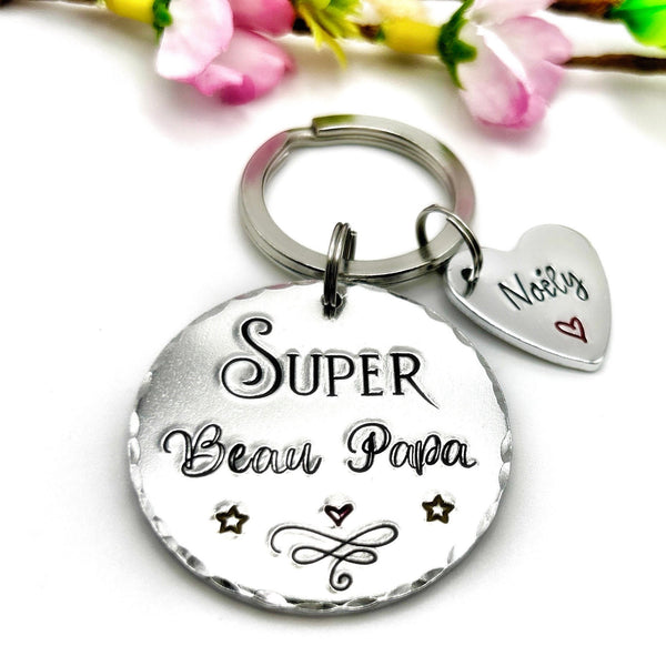 Cadeau Beau Père, Porte Clé Beau Papa, Cadeau Personnalisé Fête Beau Père