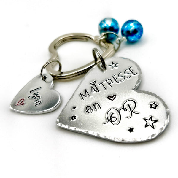 Porte Clé Gravé Personnalisé, Cadeau Maîtresse, Porte Clé Maîtresse, Merci Maîtresse, Maîtresse en Or
