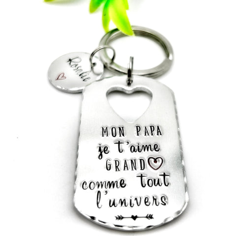 Cadeau Papa Fêtes des Pères, Porte Clef pour Papa, Porte Clé avec Noms