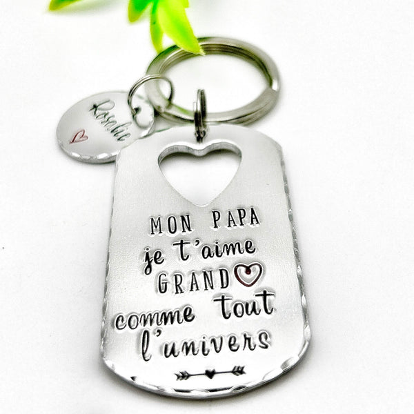 Cadeau Papa Fêtes des Pères, Porte Clef pour Papa, Porte Clé avec Noms