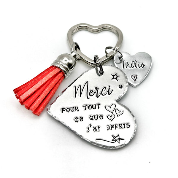 Idée Cadeau Maîtresse - Porte Clé Maîtresse - Merci pour tout ce qui j'ai appris