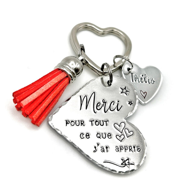 Idée Cadeau Maîtresse - Porte Clé Maîtresse - Merci pour tout ce qui j'ai appris