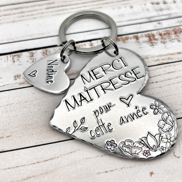 Porte Clé Gravé Personnalisé, Cadeau Maîtresse, Porte Clé Maîtresse, Super Maitresse, Merci Maîtresse, Idée Maitresse