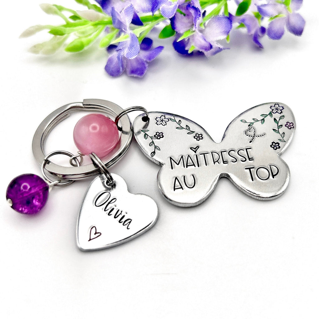 Porte Clé Gravé Personnalisé, Cadeau Maîtresse, Porte Clé Maîtresse, Merci Maîtresse
