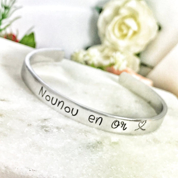 Cadeau Nounou, Bijoux Nounou, Nounou en Or, Bracelet Jonc Nounou, Idée Nounou