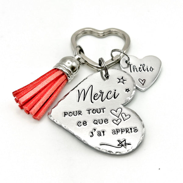 Idée Cadeau Maîtresse - Porte Clé Maîtresse - Merci pour tout ce qui j'ai appris