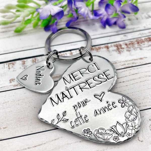Porte Clé Gravé Personnalisé, Cadeau Maîtresse, Porte Clé Maîtresse, Super Maitresse, Merci Maîtresse, Idée Maitresse