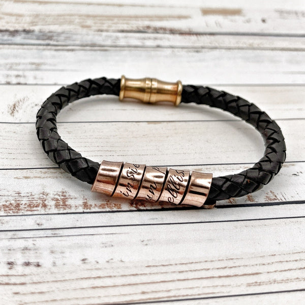Bracelet en cuir pour homme - Bracelet Personnalisé - Cadeau Fête des Pères - Cadeau anniversaire de mariage 7 ans