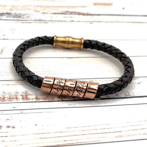 Bracelet en cuir pour homme - Bracelet Personnalisé - Cadeau Fête des Pères - Cadeau anniversaire de mariage 7 ans