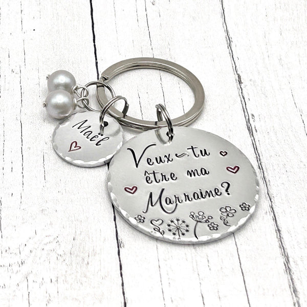 Porte Clé Marraine, Veux-tu être ma Marraine?, Cadeau Demande Marraine