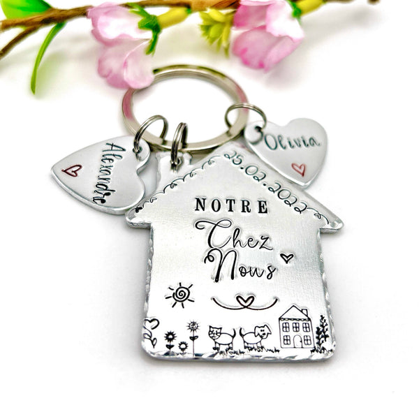 Porte Clé Gravé Notre Chez Nous, Porté Clé Maison, Idée Cadeau Nouvelle Maison
