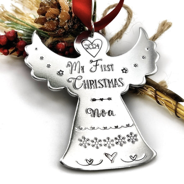 Boule de Noël Personnalisée avec Prénom, Ange de Noël Personnalisé, Mon Premier Noël