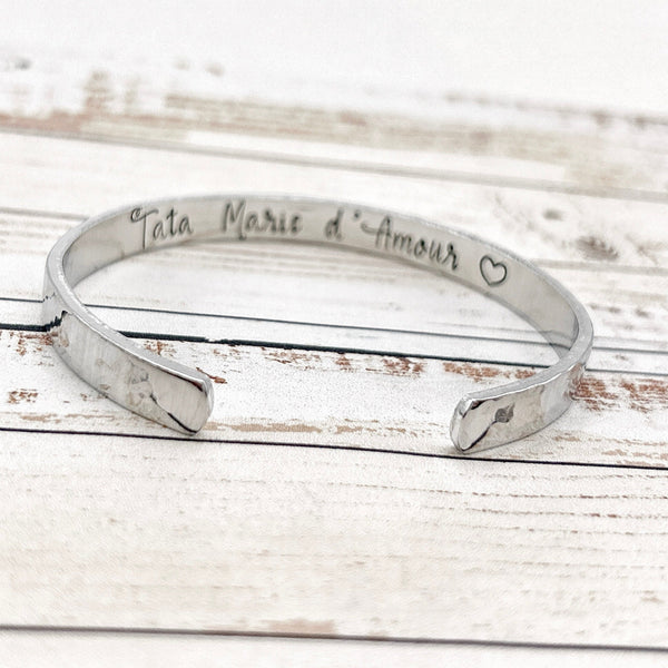 Manchette Femme, Bracelet avec Message Personnalisé, Cadeau pour Meilleure Amie, Bijou Personnalisé