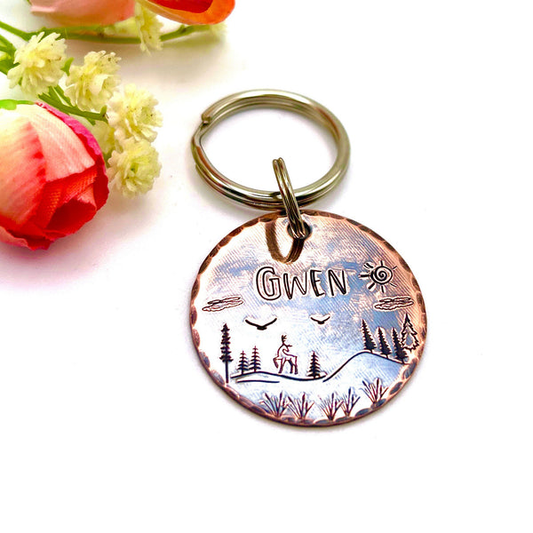 Antique Copper Pet ID Tag - Handmade Copper Dog Medal