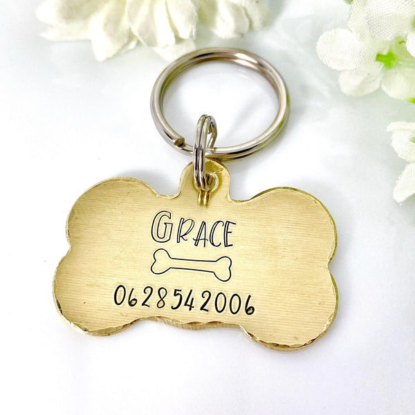 Médaille pour Chien Personnalisable, Médaillon pour Chien personnalisé, Médaille faite en France, Os de Chien