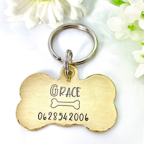 Médaille pour Chien Personnalisable, Médaillon pour Chien personnalisé, Médaille faite en France, Os de Chien