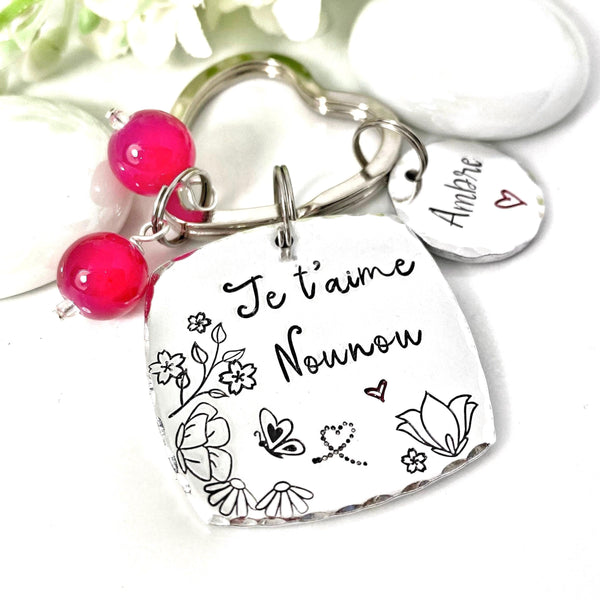 Je t'aime Nounou, Porte Clé Nounou, Cadeau Nounou, La Meilleure Nounou, Merci Nounou
