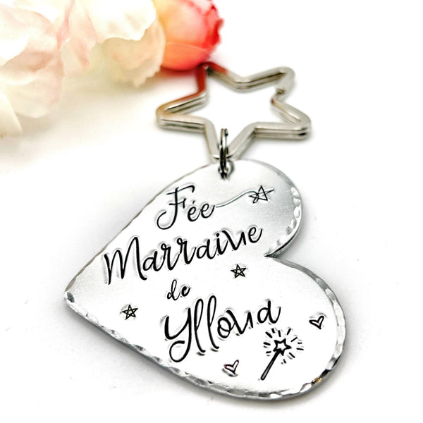 Demande Marraine, Porte-Clé Marraine, Cadeau Baptême Marraine, Bijoux Marraine, Fée Marraine Porte Clé