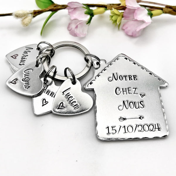 Porte Clé Gravé Notre Chez Nous, Porté Clé Les Clés de Chez Nous, Porte Clé Personnalisé, Idée Cadeau Nouvelle Maison