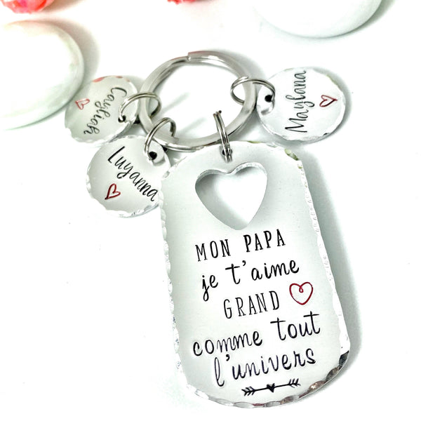 Cadeau Papa Fêtes des Pères, Porte Clef pour Papa, Porte Clé avec Noms