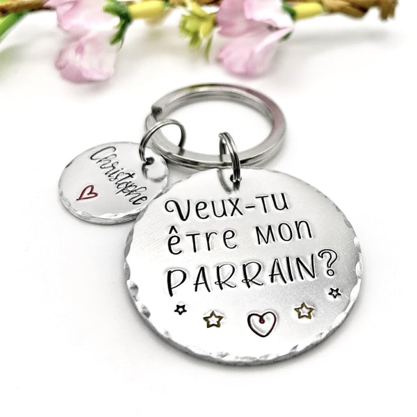 Porte-clés personnalisé pour parrain - Idée cadeau spéciale pour un parrain - Porte-clés original et sentimental