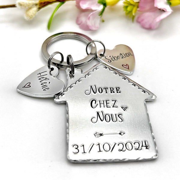 Porte Clé Gravé Notre Chez Nous, Porté Clé Les Clés de Chez Nous, Porte Clé Personnalisé, Idée Cadeau Nouvelle Maison