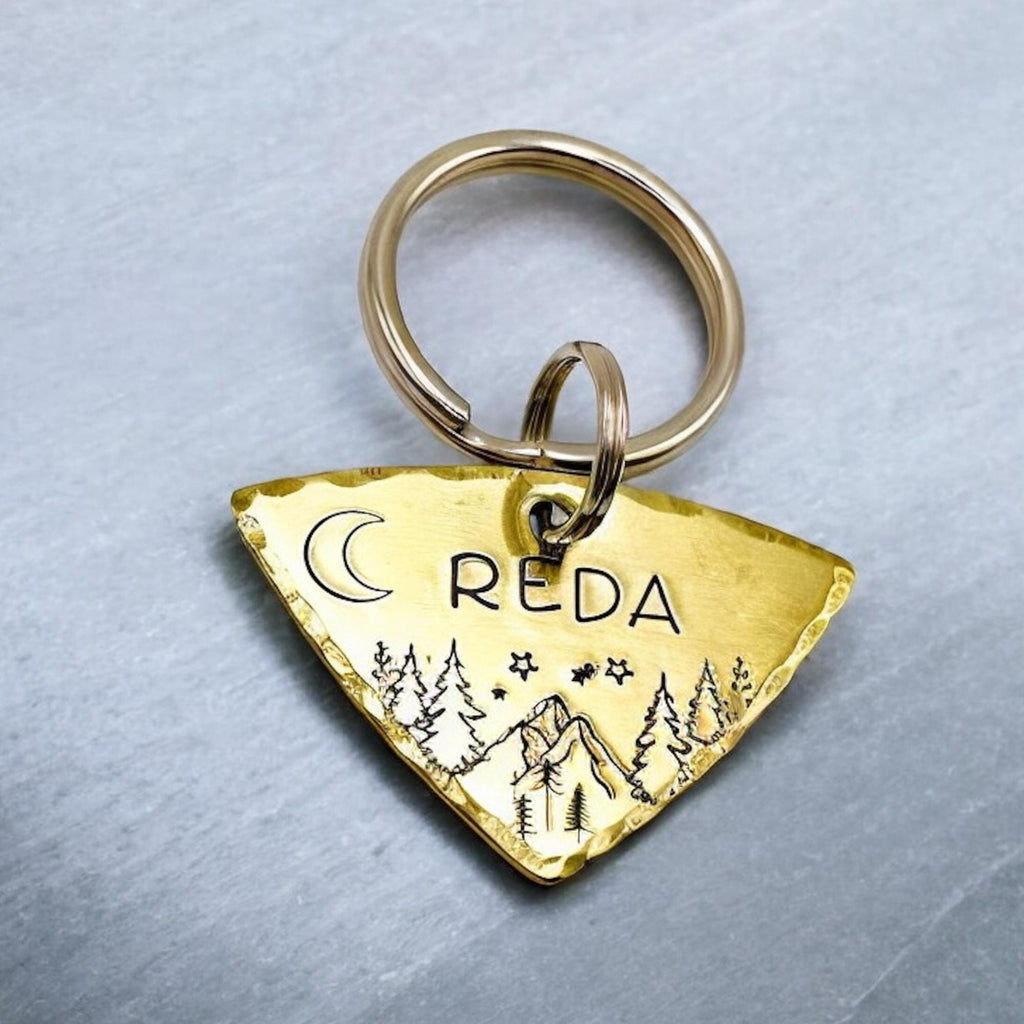 Médaille d’identification pour un petit chien | Laiton | Montagnes Nuit