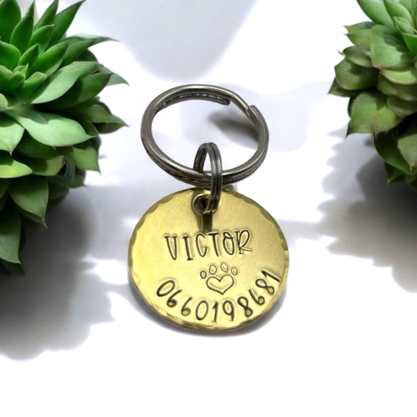 Custom Brass Dog Identity Disc - Brass ID Pet Tag