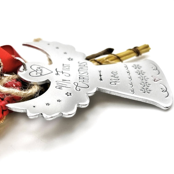 Boule de Noël Personnalisée avec Prénom, Ange de Noël Personnalisé, Mon Premier Noël