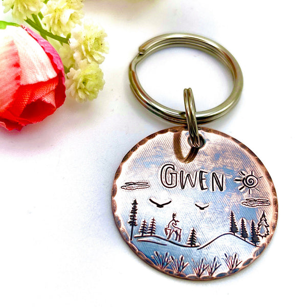 Antique Copper Pet ID Tag - Handmade Copper Dog Medal