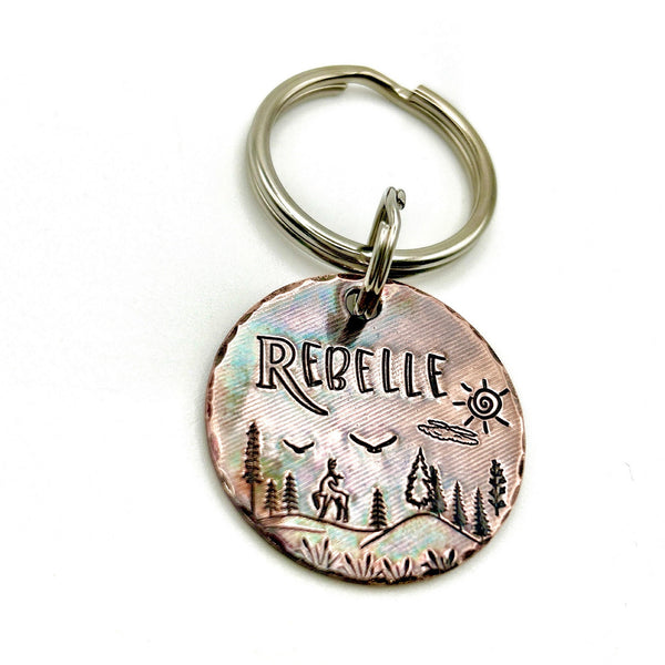 Antique Copper Pet ID Tag - Handmade Copper Dog Medal