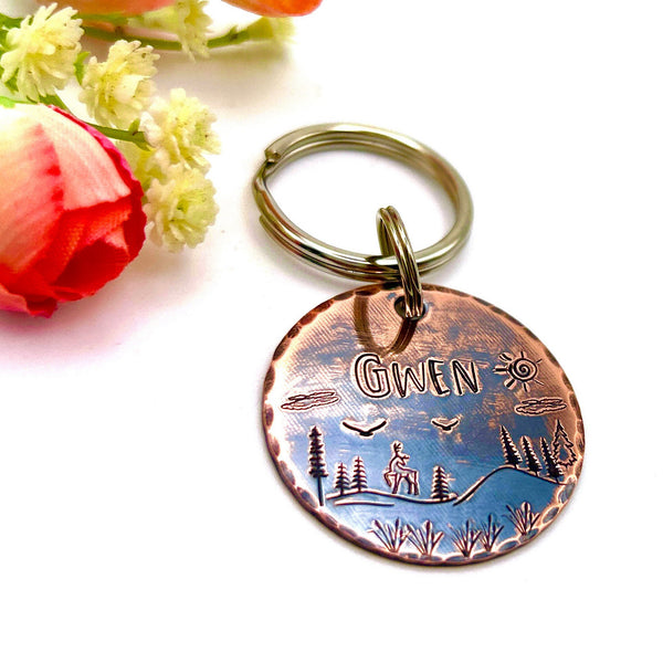 Antique Copper Pet ID Tag - Handmade Copper Dog Medal