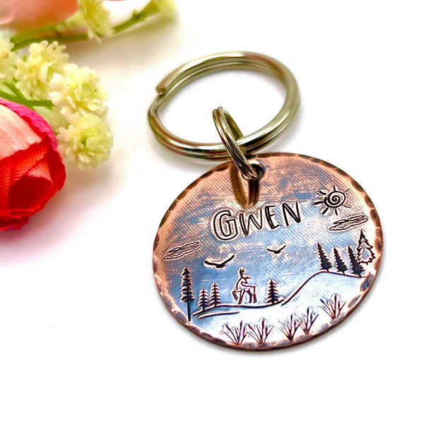 Antique Copper Pet ID Tag - Handmade Copper Dog Medal