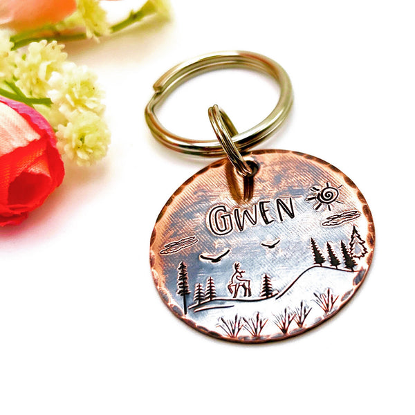 Antique Copper Pet ID Tag - Handmade Copper Dog Medal