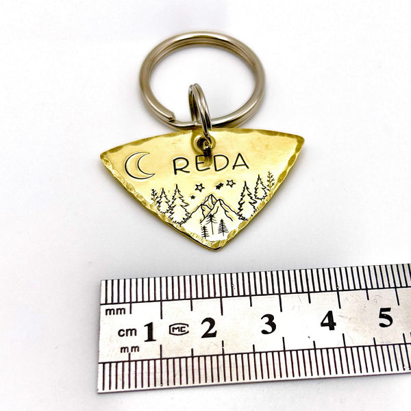 Médaille d’identification pour un petit chien | Laiton | Montagnes Nuit