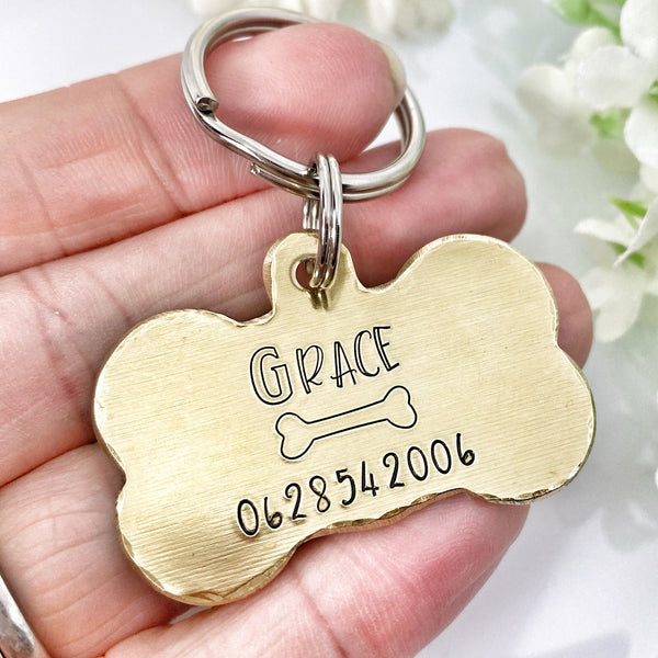 Médaille pour Chien Personnalisable, Médaillon pour Chien personnalisé, Médaille faite en France, Os de Chien
