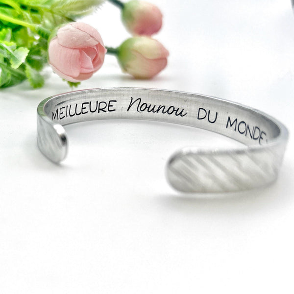 Cadeau Nounou, Bijou Nounou, Nounou en Or, Bracelet Jonc Nounou, Idée Nounou