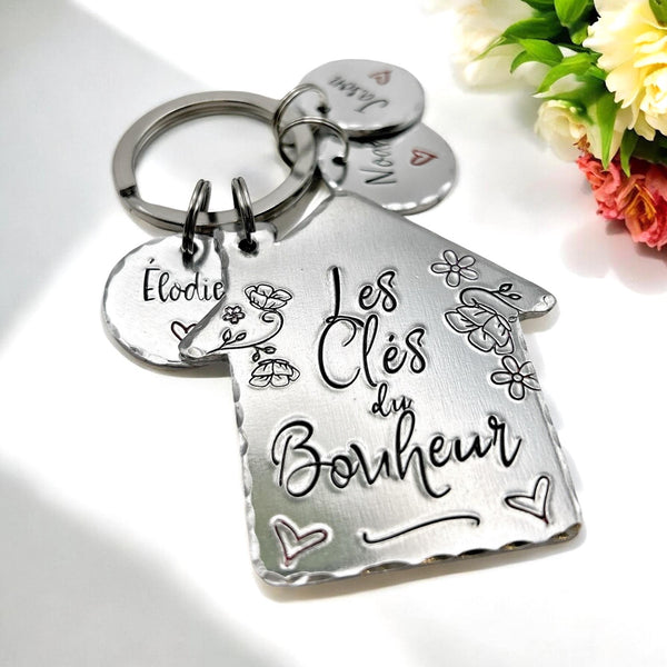 Porte Clé Les Clés du Bonheur, Porté Clé Nouvelle Maison, Idée de cadeau nouveau propriétaire